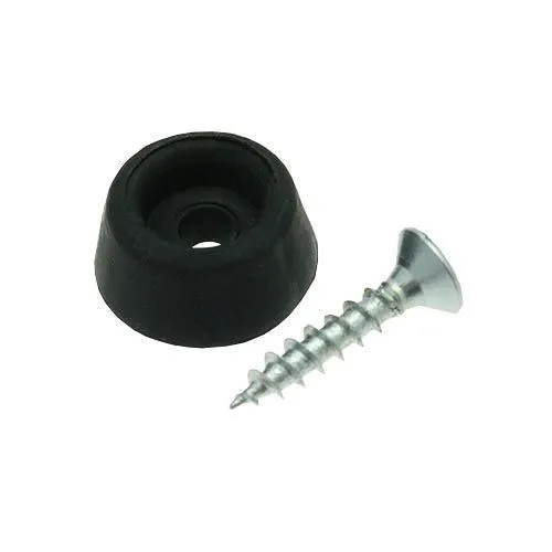 15.9mm Rubber Screw In Furniture Foot (7.9mm Countersunk Recess) | Black
