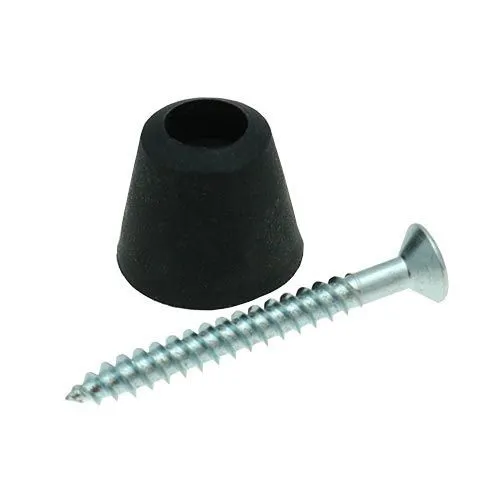 19mm Rubber Screw In Furniture Foot (7.9mm Countersunk Recess) | Black