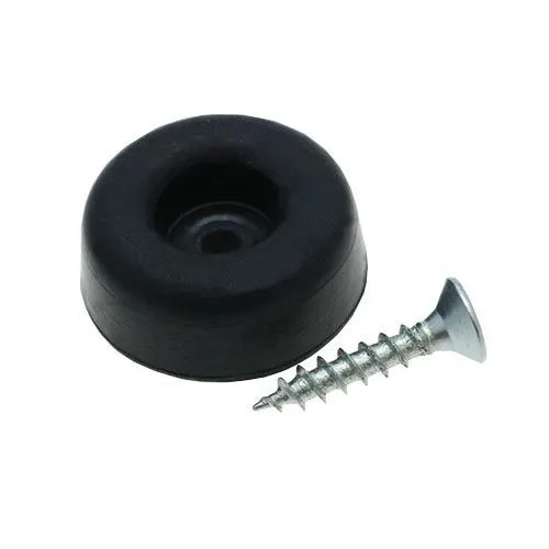 24mm Rubber Screw In Furniture Foot (10mm Countersunk Recess) | Black