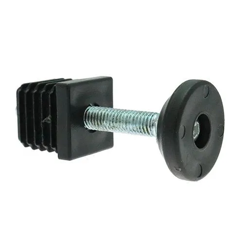 M6 x 20mm Square Tube Adjustable Foot - 25mm Base (M6 x 19mm Insert)