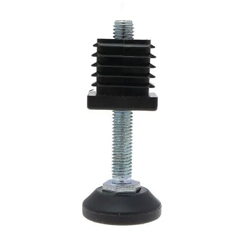 M12 x 100mm Square Tube Adjustable Foot - 38mm Base (M12 x 50mm Insert)