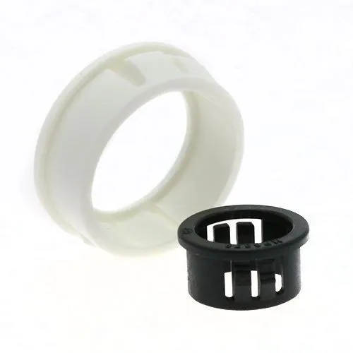 Snap Fit Bushes - 4.7mm To Fit Hole, 6.4mm Length, Blk Nylon