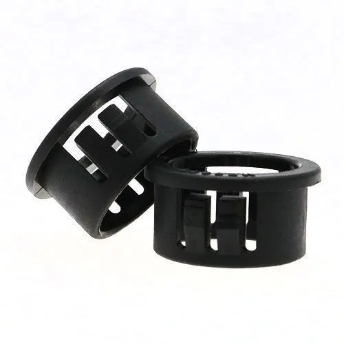 12.7mm Snap Fit Bushing - 3.2mm Panel (6.4mm Cable) | Black Nylon