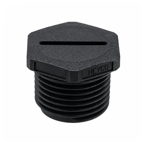 1 1/4in NPT Liquid Tight Threaded Plug (52.3mm Wrenching Flats) | Black Nylon