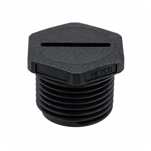 PG 7 Liquid Tight Threaded Plug (16mm Wrenching Flats) | Black Nylon