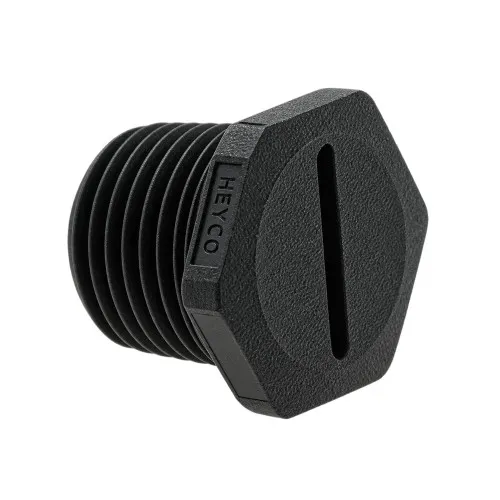 PG 9 Liquid Tight Threaded Plug (21mm Wrenching Flats) | Black Nylon