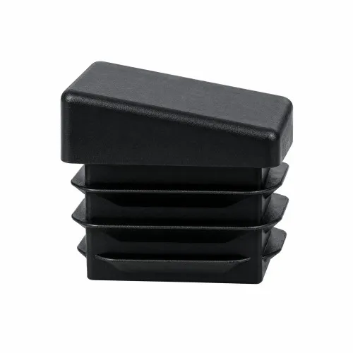 16mm x 16mm Square Chair Foot (To Fit 12-14mm Tube) - 1-2mm Wall | Black LDPE - Angled