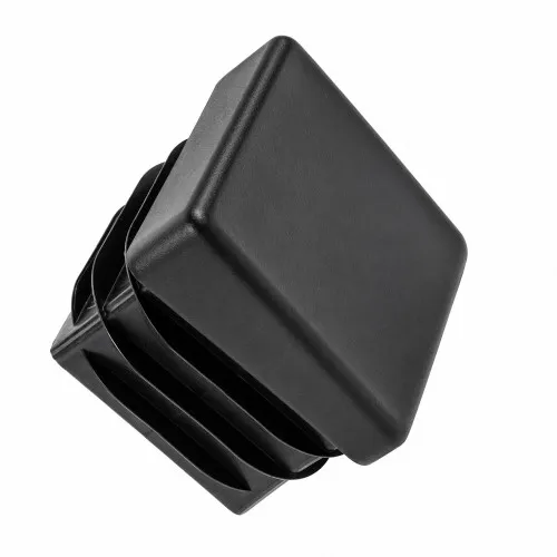 16mm x 16mm Square Chair Foot (To Fit 12-14mm Tube) - 1-2mm Wall | Black LDPE - Angled