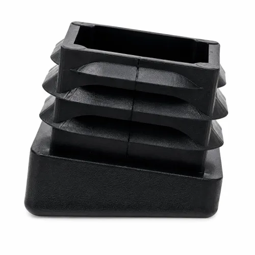 16mm x 16mm Square Chair Foot (To Fit 12-14mm Tube) - 1-2mm Wall | Black LDPE - Angled
