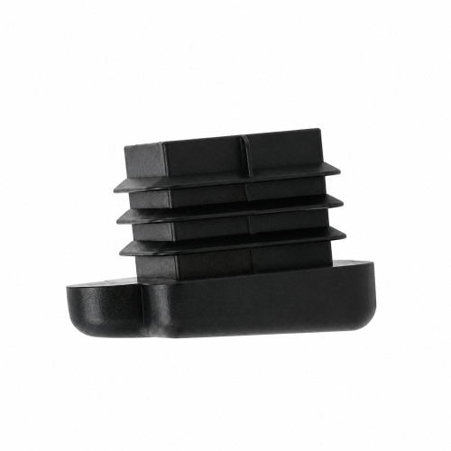 19.1mm x 19.1mm Square Chair Foot (To Fit 17.1-16.7mm Tube) - 1.2-1.6mm Wall | Black LDPE - Angled