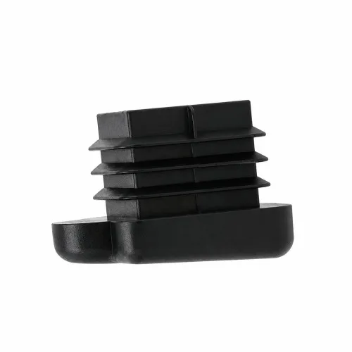 19.1mm x 19.1mm Square Chair Foot (To Fit 17.1-16.7mm Tube) - 1.2-1.6mm Wall | Black LDPE - Angled