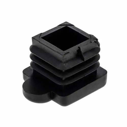 19.1mm x 19.1mm Square Chair Foot (To Fit 17.1-16.7mm Tube) - 1.2-1.6mm Wall | Black LDPE - Angled