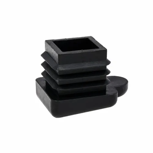 19.1mm x 19.1mm Square Chair Foot (To Fit 17.1-16.7mm Tube) - 1.2-1.6mm Wall | Black LDPE - Angled