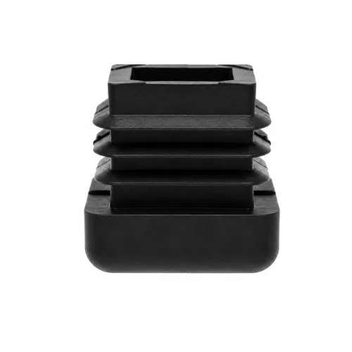 19.1mm x 19.1mm Square Chair Foot (To Fit 17.1-16.7mm Tube) - 1.2-1.6mm Wall | Black LDPE - Angled