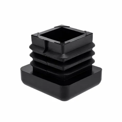 19.1mm x 19.1mm Square Chair Foot (To Fit 17.1-16.7mm Tube) - 1.2-1.6mm Wall | Black LDPE - Angled