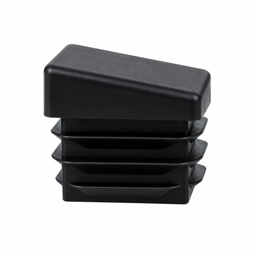 20mm x 20mm Square Chair Foot (To Fit 16-17mm Tube) - 1.5-2mm Wall | Black LDPE - Angled
