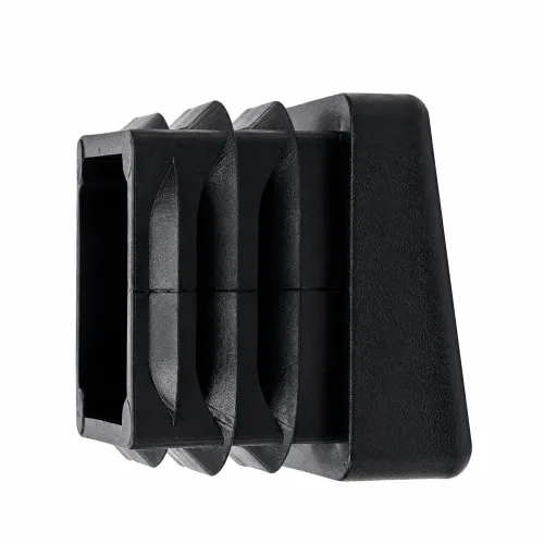 20mm x 20mm Square Chair Foot (To Fit 16-17mm Tube) - 1.5-2mm Wall | Black LDPE - Angled