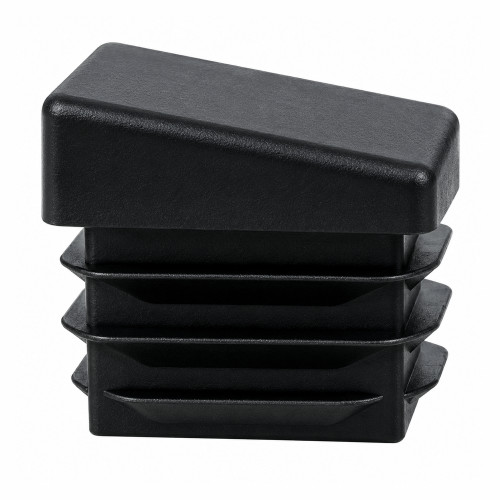 25mm x 25mm Square Chair Foot (To Fit 21-23mm Tube) - 1-2mm Wall | Black LDPE - Angled