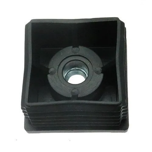 25mm x 25mm Square Threaded Tube Insert (M6 Thread) - 1-1.5mm Wall | Black LDPE