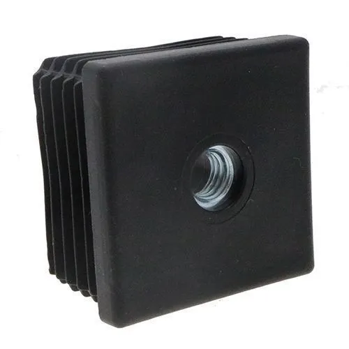 35mm x 35mm Square Threaded Tube Insert (M8 Thread) - 1-1.5mm Wall | Black LDPE
