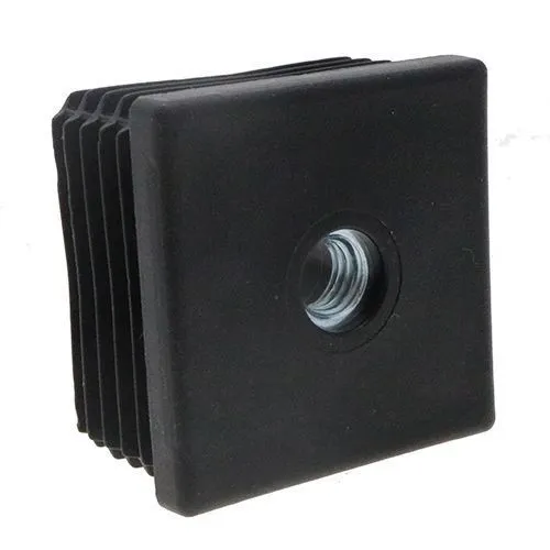 40mm x 40mm Square Threaded Tube Insert (M10 Thread) - 1-1.5mm Wall | Black LDPE