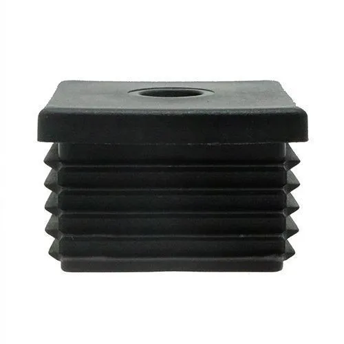 40mm x 40mm Square Threaded Tube Insert (M12 Thread) - 1-1.5mm Wall | Black LDPE