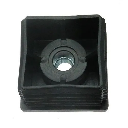 40mm x 40mm Square Threaded Tube Insert (M12 Thread) - 1-1.5mm Wall | Black LDPE