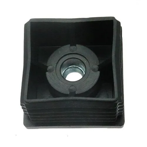 50mm x 50mm Square Threaded Tube Insert (M8 Thread) - 1-1.5mm Wall | Black LDPE