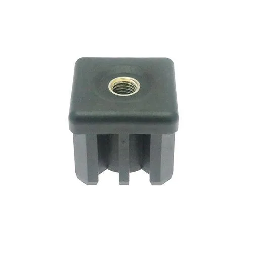 35mm x 35mm Square Threaded Tube Insert (M10 Thread) - 1.5mm Wall | Black Nylon