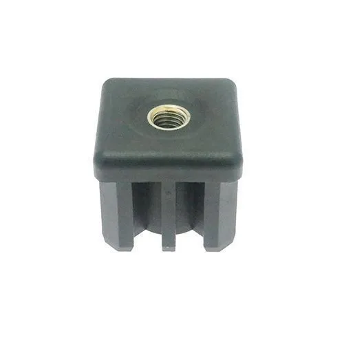 50mm x 50mm Square Threaded Tube Insert (M16 Thread) - 2mm Wall | Black Nylon