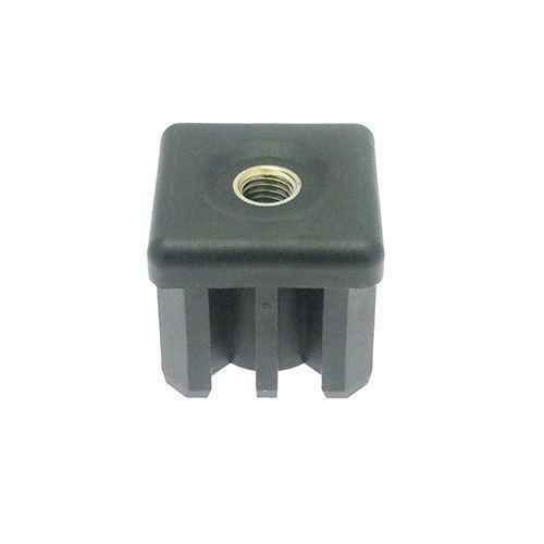 50mm x 50mm Square Threaded Tube Insert (M12 Thread) - 2.5mm Wall | Black Nylon