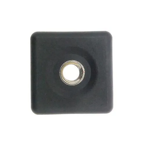 50mm x 50mm Square Threaded Tube Insert (M12 Thread) - 2.5mm Wall | Black Nylon