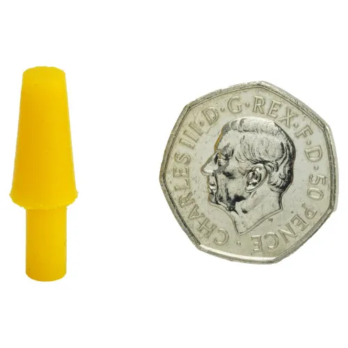 6.4-31.8mm Yellow Silicone Tapered Plug (With Handle) 31.8mm Length | Silicone