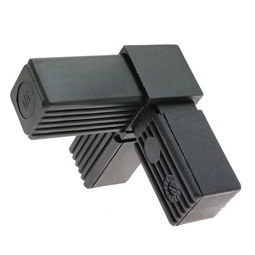 Square 3 Way Corner Tube Connector - 25mm Outside Diameter