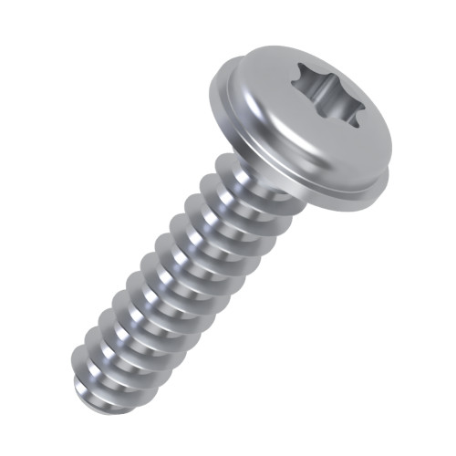 3mm x 16mm Torx Flanged Screw for Soft Plastics (PT30) | BZP Steel