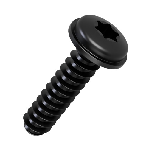 4mm x 25mm Torx Flanged Screw for Soft Plastics (PT30) | Black Zinc Steel