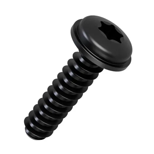 4mm x 25mm Torx Flanged Screw for Soft Plastics (PT30) | Black Zinc Steel