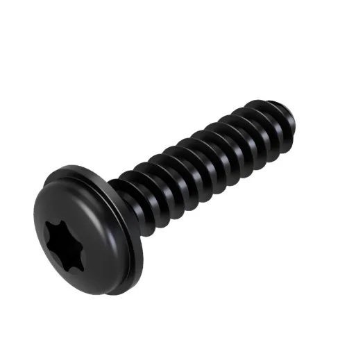 4mm x 25mm Torx Flanged Screw for Soft Plastics (PT30) | Black Zinc Steel
