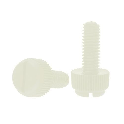 M6 x 40mm Nylon Slotted Knurled Thumb Screw | Natural