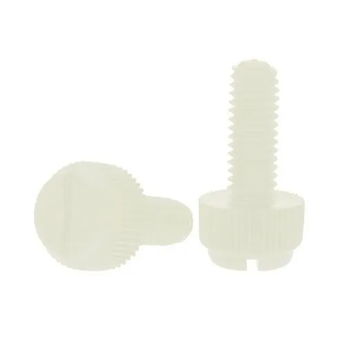 M6 x 40mm Nylon Slotted Knurled Thumb Screw | Natural