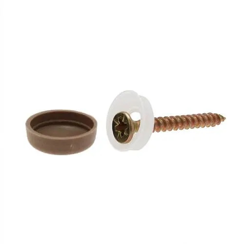 Screw Cover Caps - Screw Sizes 10 to 14 (500 pcs) - Brown (Mahogany) -CAP315