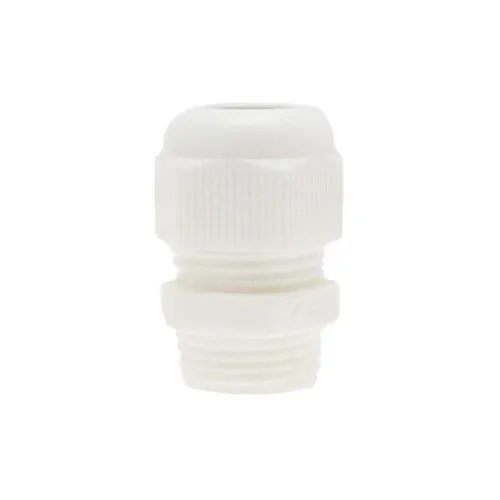 M12 x 1.5mm Threaded Nylon Cable Gland (IP68) 5 - 6.5mm Cable | White - Waterproof