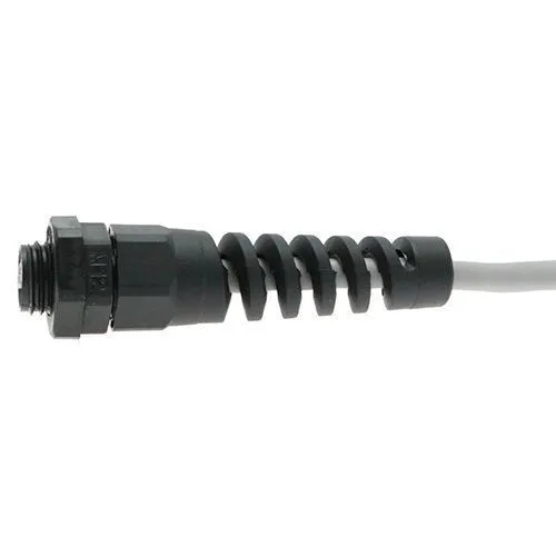 M12 x 1.5mm Spiral Cable Gland (9mm Thread Length) - 3mm-6.5mm Cable | Black