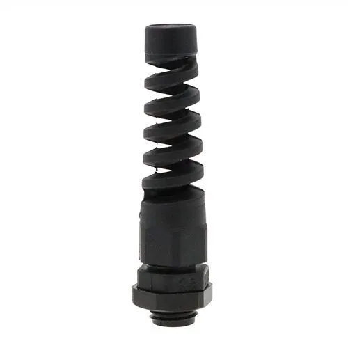 M12 x 1.5mm Spiral Cable Gland (9mm Thread Length) - 3mm-6.5mm Cable | Black