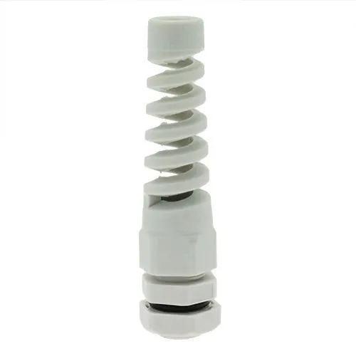 M12 x 1.5mm Spiral Cable Gland (9mm Thread Length) - 3mm-6.5mm Cable | Grey