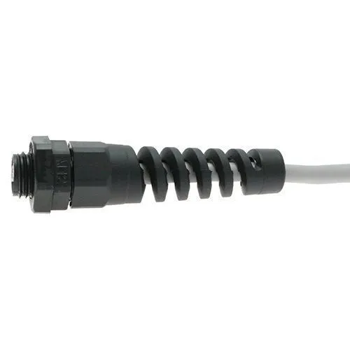 M16 x 1.5mm Spiral Cable Gland (9mm Thread Length) - 4mm-8mm Cable | Black