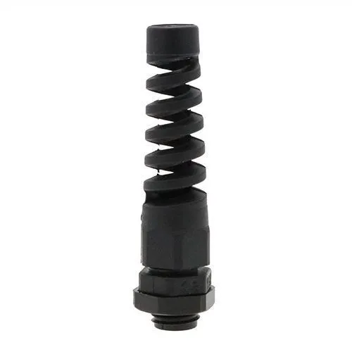 M16 x 1.5mm Spiral Cable Gland (9mm Thread Length) - 4mm-8mm Cable | Black