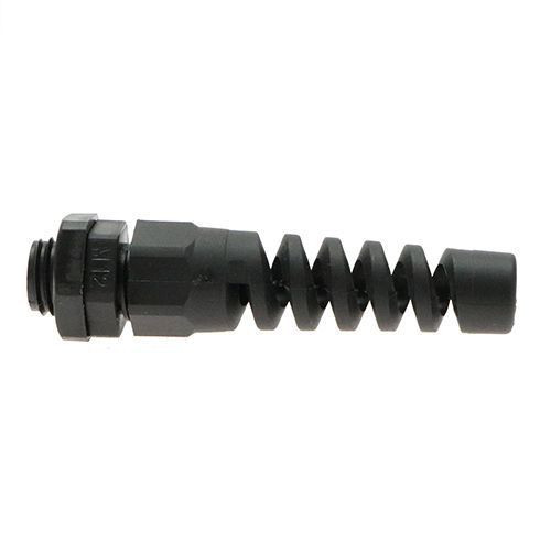 M25 x 1.5mm Spiral Cable Gland (12mm Thread Length) - 9mm-16mm Cable | Black