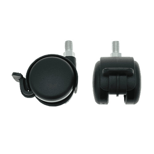 50mm Braked Threaded Castor Wheel - M10 x 15mm Thread (For Soft Floor) | 50kg