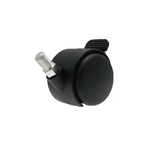 50mm Braked Threaded Castor Wheel - M10 x 15mm Thread (For Soft Floor) | 50kg